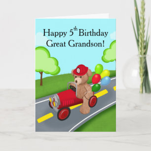 Carte Arrière-petit-fils Joyeux 5ème Anniversaire Ours C