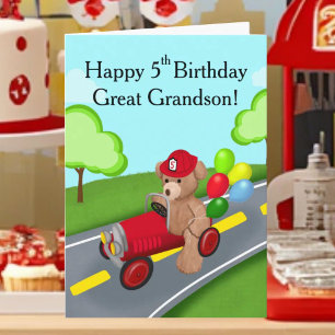 Carte Arrière-petit-fils Joyeux 5ème Anniversaire Ours C