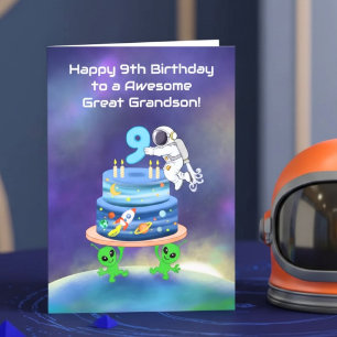 Carte Arrière-petit-fils Joyeux 9ème anniversaire Astron