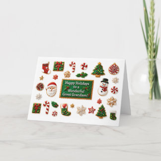 Carte Arrière-petit-fils Mignon Joyeuses Fêtes avec des 