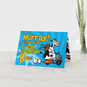 Carte arrière-petit-fils scooter vache