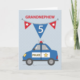 Carte Arrière-petit-neveu 5ème anniversaire Voiture de p