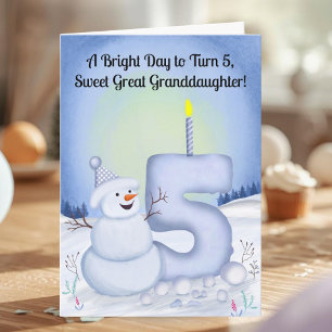 Carte Arrière-petite-fille 5e anniversaire Bonhomme de n