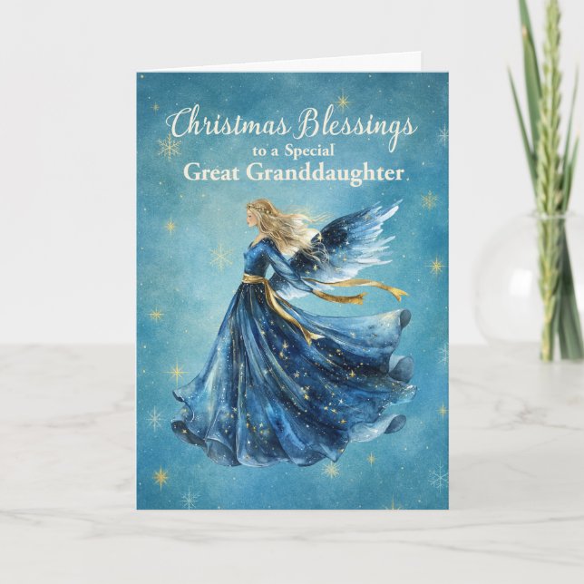 Carte Arrière-petite-fille Ange de bénédictions de Noël (Devant)