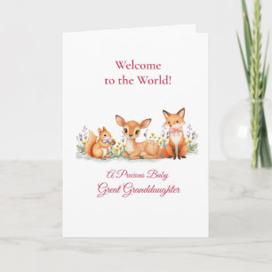Carte Arrière-petite-fille Bienvenue Animaux de la Forêt