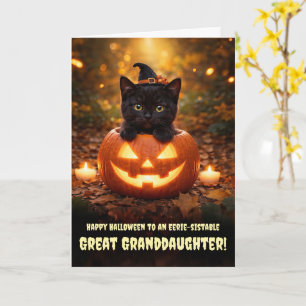 Carte Arrière-petite-fille Joyeux Halloween Joli Chat