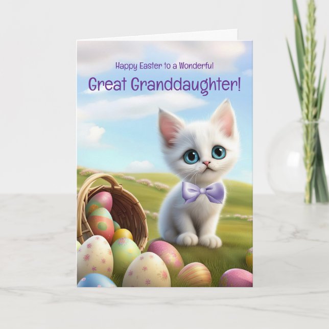 Carte Arrière-petite-fille Mignonne Pâques avec Chatons  (Devant)