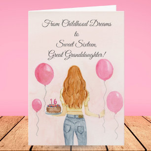 Carte Arrière-petite-fille Sweet Sixteen Fille Jeans 