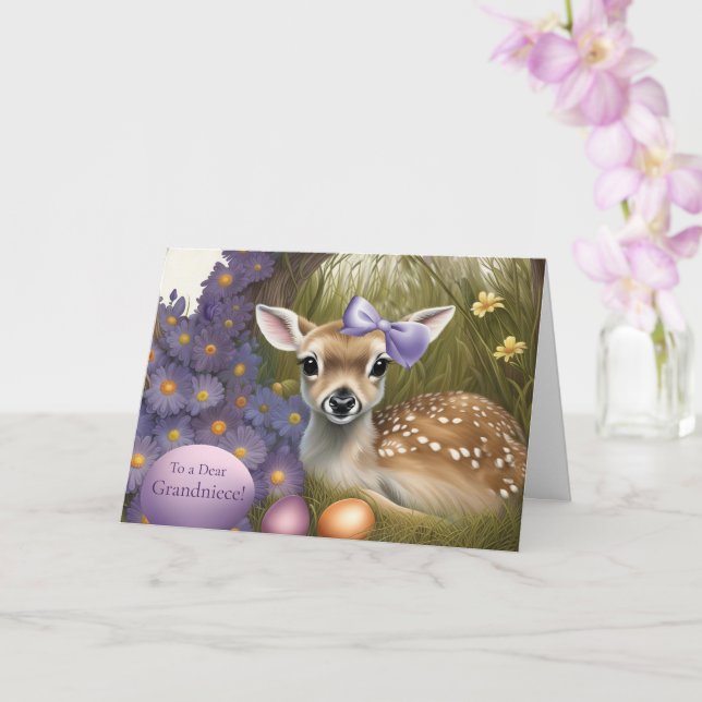 Carte Arrière-petite-nièce Joyeuses Pâques avec bébé fao (Orchidée)