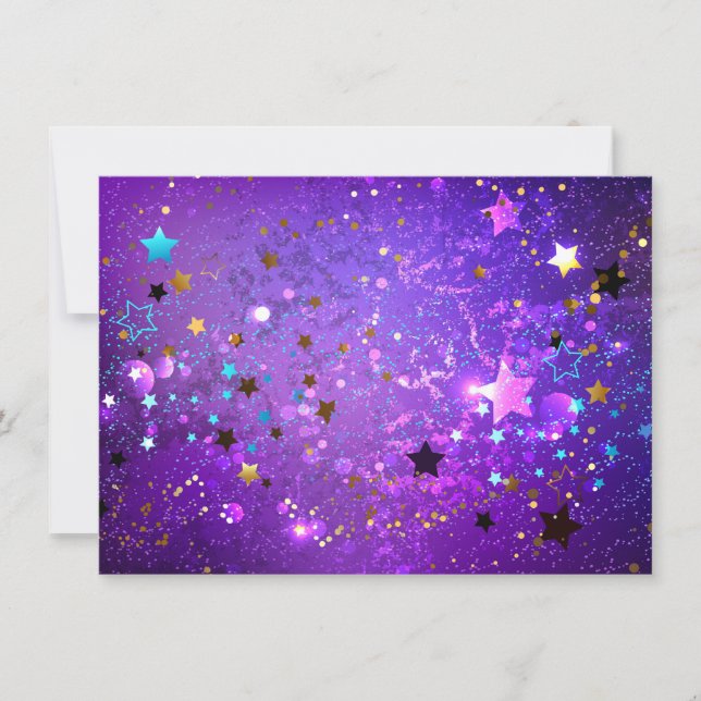 Carte Arrière - plan de feuille violet avec étoiles (Devant)