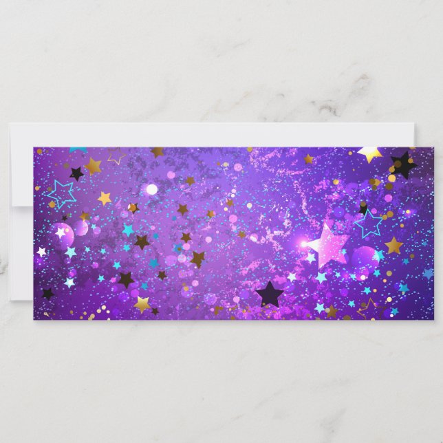 Carte Arrière - plan de feuille violet avec étoiles (Devant)