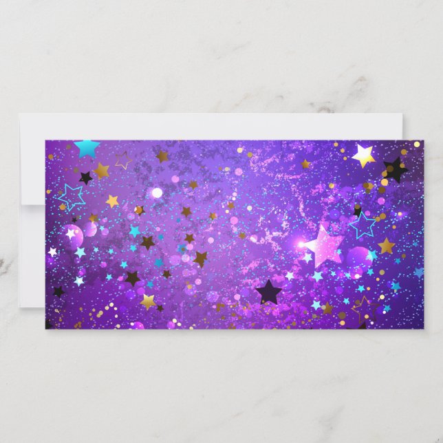 Carte Arrière - plan de feuille violet avec étoiles (Devant)