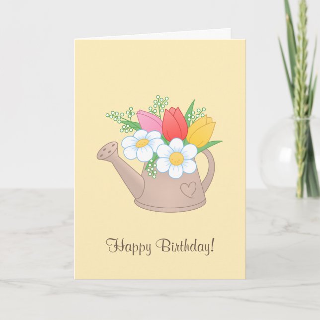 Carte Arrosage de jardin avec fleurs - Joyeux anniversai (Devant)