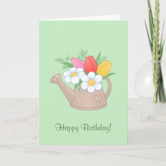 Carte Arrosage de jardin avec fleurs - Joyeux anniversai (Devant)