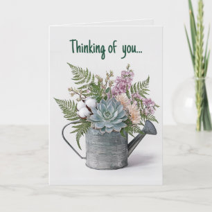 Carte Arrosoir Modifiable Succulentes et Fleurs