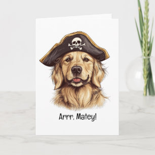 Carte Arrr Matelot Pirate Retriever Doré Crâne de Chien