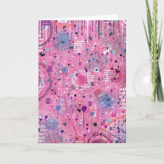 Carte Art abstrait maximaliste rose  (Devant)