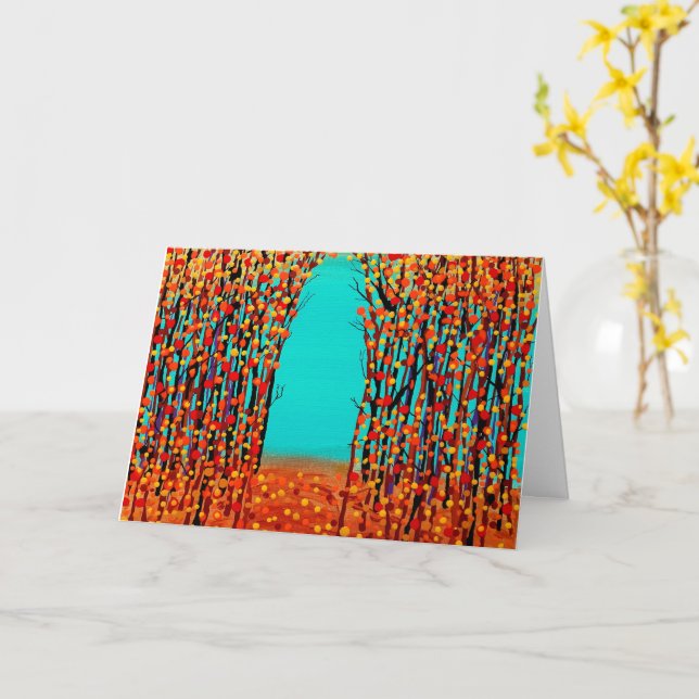 Carte art abstrait original Couleur d'Automne (Fleur jaune)