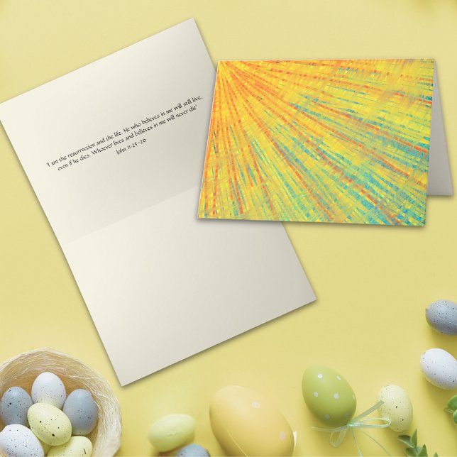 Carte Art Abstrait Résurrection Gloire Bible de Pâques V (Modern Easter Resurrection Abstract Christian Art Bible Quote folded holiday greetings card)