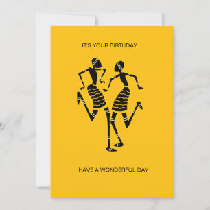 Carte Art Africain Silhouette Joie Danse Orange Annivers
