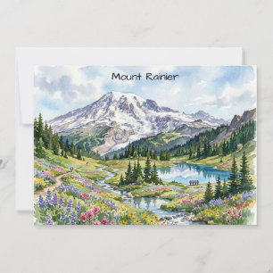 Carte Art aquarelle du Parc national du mont Rainier