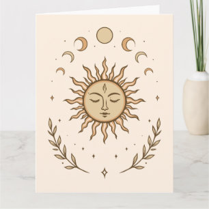Carte Art Botanique Mystique des Phases Solaires et Luna