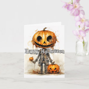 Carte Art citrouille Scarecrow   Bonne Halloween