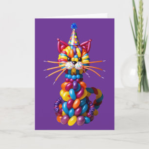 Carte Art de chat ballon drôle couleur humour animal
