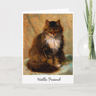Carte Art de chat Maine Coon vintage Bonjour l'ami