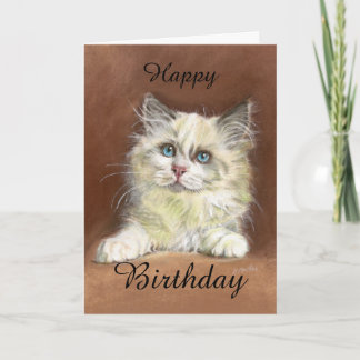 Carte Art de chaton de Ragdoll de joyeux anniversaire