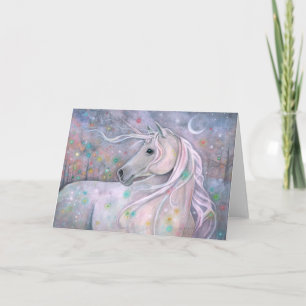 Carte Art de fantaisie à l'aquarelle de licorne "Lumière