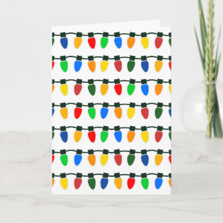 Carte Art de guirlandes lumineuses colorées de Noël rétr