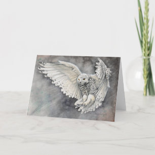 Carte Art de la faune à l'aquarelle du harfang des neige