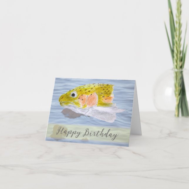 Carte Art de la faune Truite Poisson Anniversaire Crayon (Devant)