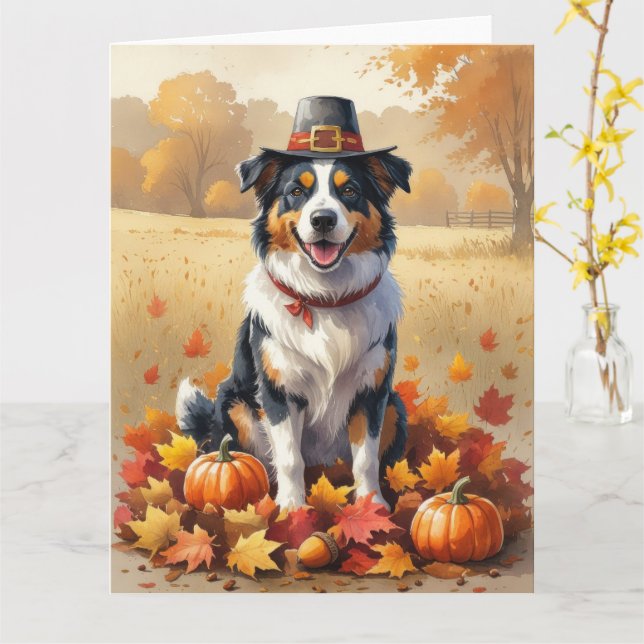 Carte Art de l'Action de grâce Feuilles d'automne Berger (Fleur jaune)