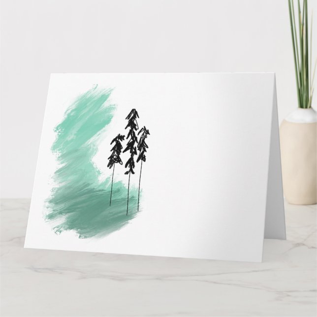 Carte art de l'arbre vert scandinave simple moderne ment (Devant)