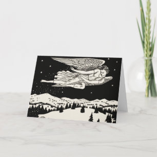 Carte Art de montagne hivernale en noir et blanc