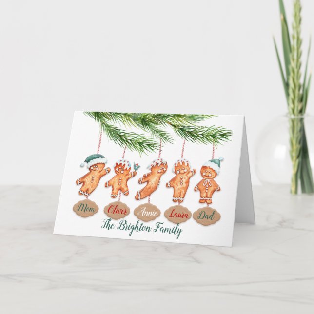 Carte Art de Noël familial nom personnalisé Gingerbread  (Devant)