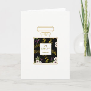 Carte Art de parfum, anniversaire floral noir