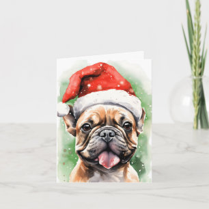 Carte Art de peinture de Noël de Bulldog