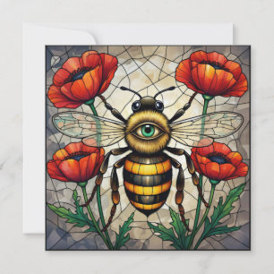Carte Art de vitrail d'abeille bourdon abeille fleur de