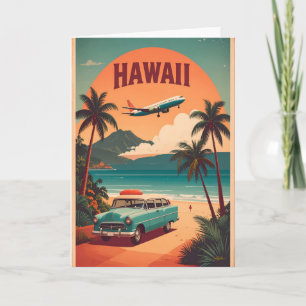 Carte Art de voyage touristique à Hawaï milieu du siècle