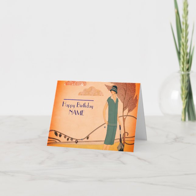 Carte Art déco 1930 Anniversaire (Devant)