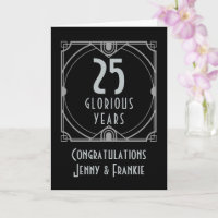 Art Déco 25e anniversaire d'argent Noms noirs