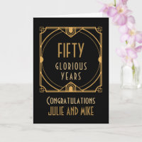 Art Déco 50ème Anniversaire d'or Noms Cinquante An