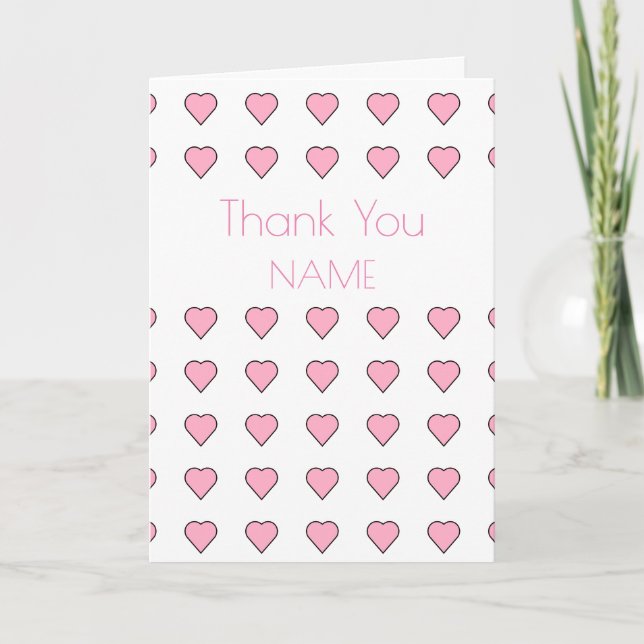 Carte Art Déco Coeurs roses Merci Motif (Devant)