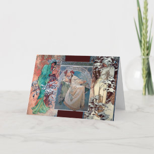 Carte Art déco de collage de princesse d'hiver de Mucha