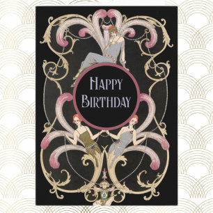 Carte Art déco festif d'anniversaire  