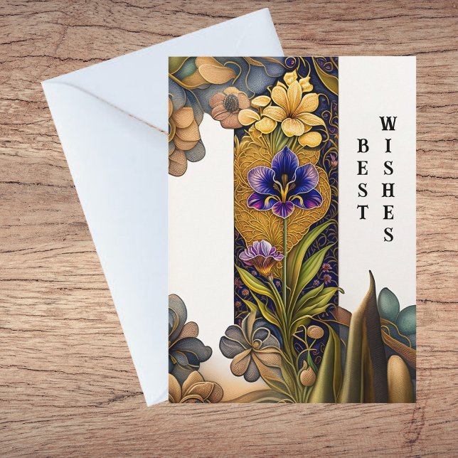 Carte Art Deco Flowers Wedding Congratulations (Créateur téléchargé)