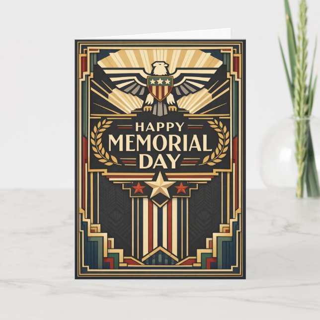 Carte Art Deco Patriotic Memorial Day  (Devant)